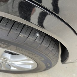 A nail in tire. A nail in tire.