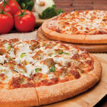 Godfather's Pizza - two pizzas on a table - Pizza Near Me - McKinney, Texas Godfather's Pizza - two pizzas on a table - Pizza Near Me - McKinney, Texas