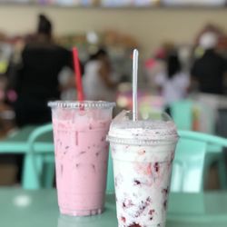 Fresas con crema... strawberries with cream .. the other one is Mexican Fruit Punch.