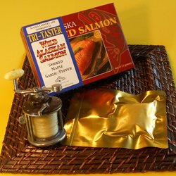 Alaska Cannery & Smokehouse - Tri-Taster: Smoked, Smoked Maple, and Smoked Garlic Flavor Pacific Salmon 4 oz each - Ships USPS