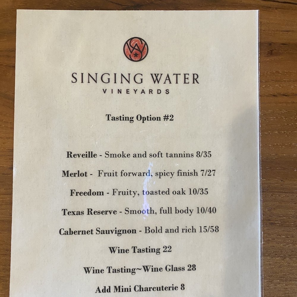 Singing Water Vineyards - June 2021 tasting #2 option - Wine Tasting Room Near Me - Comfort, Texas Singing Water Vineyards - June 2021 tasting #2 option - Wine Tasting Room Near Me - Comfort, Texas