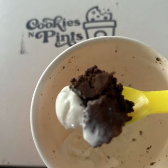Cookies N Pints - Vanilla bean ice cream with brownie. - Ice Cream & Frozen Yogurt Near Me - Upland, California Cookies N Pints - Vanilla bean ice cream with brownie. - Ice Cream & Frozen Yogurt Near Me - Upland, California