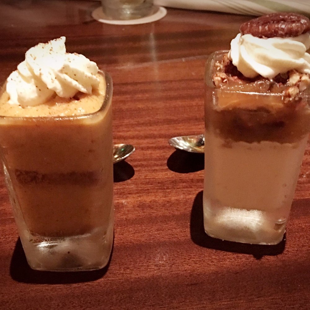 Seasons 52 - Pumpkin pie and Pecan pie mini indulgence desserts - New American Near Me - Bridgewater, New Jersey Seasons 52 - Pumpkin pie and Pecan pie mini indulgence desserts - New American Near Me - Bridgewater, New Jersey