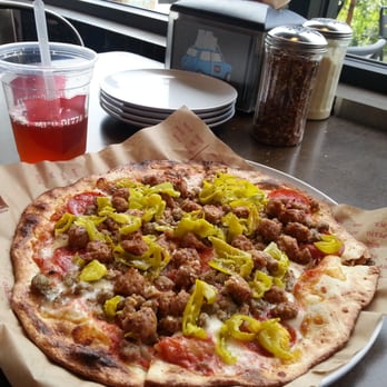 MOD Pizza - Mad Dog pizza with their sweetened organic ice tea. - Pizza Near Me - Irvine, California MOD Pizza - Mad Dog pizza with their sweetened organic ice tea. - Pizza Near Me - Irvine, California