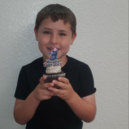 My son's birthday cupcake which he loved the look of it and even better, eating it!