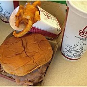 Arby's - a hamburger and onion rings - Fast Food Near Me - Linton, Indiana Arby's - a hamburger and onion rings - Fast Food Near Me - Linton, Indiana