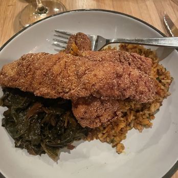 Husk - Overcooked cornmeal fired catfish - American Near Me - Charleston, South Carolina Husk - Overcooked cornmeal fired catfish - American Near Me - Charleston, South Carolina