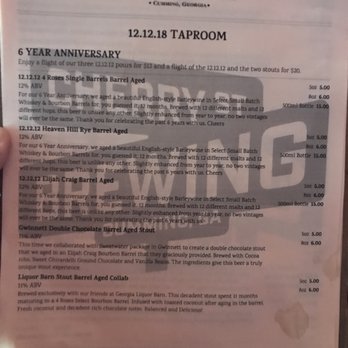 Cherry Street Brewing Cooperative - Taproom menu 2018.12.12 - Breweries Near Me - Cumming, Georgia