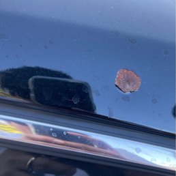 Damage from 1 year old bb gun round. Damage from 1 year old bb gun round.