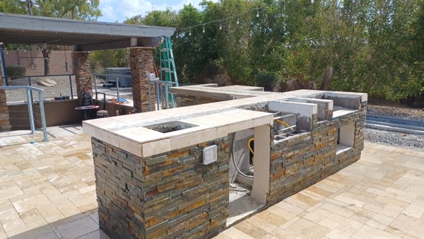 Firepits, BBQ, Outdoor Kitchens and Fountains - G&S Landscaping specializes in Landscape Design. We do anything related to Concrete and Paving, BBQ's, Stucco, Custom Firepits, Waterfalls and much more! Please give me a call for any project questions, we do small jobs and large jobs, as we are never too busy to assist you. We guarantee our work and guarantee you will be satisfied!