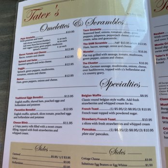 Tater's Cafe - Current menu june 2023 - Breakfast & Brunch Near Me - Dallas, Oregon