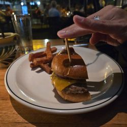 Doc B's Restaurant + Bar - Split burger and sweet potatoe fries