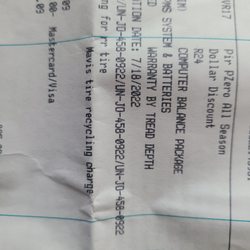 Mavis Tires & Brakes - Receipt for tires