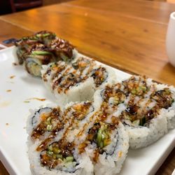 Sushi Red - Eel roll and American roll in the back