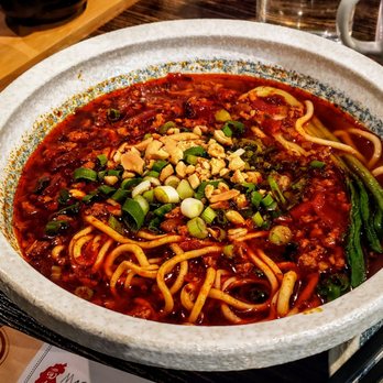 Master Noodle - Chongqing Spicy Noodle Soup with pickled mustard & scallion, chopped peanuts, Shanghai bok choy & minced pork - Chinese Near Me - Saint Paul, Minnesota Master Noodle - Chongqing Spicy Noodle Soup with pickled mustard & scallion, chopped peanuts, Shanghai bok choy & minced pork - Chinese Near Me - Saint Paul, Minnesota