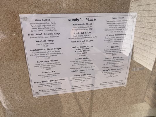 Menu photo 1 Mundy's Place Morgantown, WV Menu photo 1 Mundy's Place Morgantown, WV