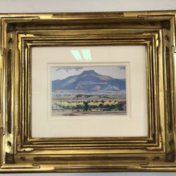 Suitable For Framing - Georgia O'keefe in a beautiful close-cornered Santa Fe gold-leafed frame.