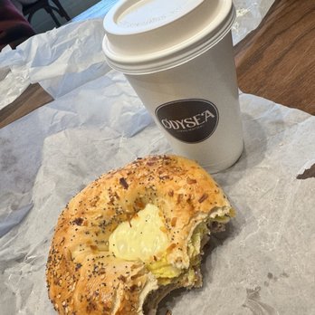 Odysea - Vanilla Latte Everything bagel egg breakfast sandwich - Coffee Roasteries Near Me - Bristol, New Hampshire