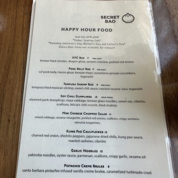Secret Bao - Happy Hour Menu - Asian Fusion Near Me - Santa Barbara, California Secret Bao - Happy Hour Menu - Asian Fusion Near Me - Santa Barbara, California