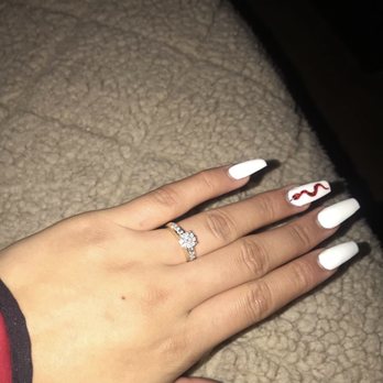 Nail Envy - Same white acrylic gel nails with red and black snake design - Nail Salons Near Me - Stockton, California Nail Envy - Same white acrylic gel nails with red and black snake design - Nail Salons Near Me - Stockton, California
