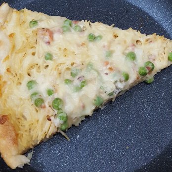 Phil's Pizza II - Carbonara slice: looks good, but it's somewhat bland - but that's how carbonara is, is it not? - Pizza Near Me - Massapequa Park, New York