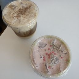 Strawberry matcha and Banana Spice Latte