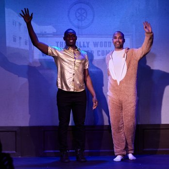 Soho Playhouse - Actor, Justin Dinkins, and, Writer & Director, Cristian Duran taking their bows on stage at SoHo Playhouse. - Performing Arts Near Me - New York, New York Soho Playhouse - Actor, Justin Dinkins, and, Writer & Director, Cristian Duran taking their bows on stage at SoHo Playhouse. - Performing Arts Near Me - New York, New York