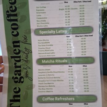 The Garden Coffee - Drink menu - Desserts Near Me - Phoenix, Arizona