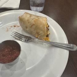 Half a breakfast burrito and the salsa cup that's it.