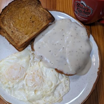 Baker's Kitchen - Chicken fried steak and gravy at Baker's Kitchen, New Bern - Southern Near Me - New Bern, North Carolina