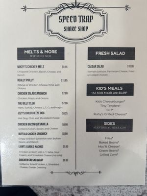 Menu photo 6 Speed Trap Shake Shop Ludowici, GA