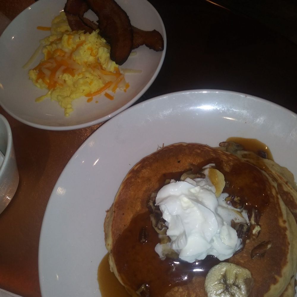 Another Broken Egg Cafe - Banana Foster with baked bacon and eggs - Breakfast & Brunch Near Me - Delray Beach, Florida Another Broken Egg Cafe - Banana Foster with baked bacon and eggs - Breakfast & Brunch Near Me - Delray Beach, Florida