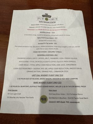Menu photo 2 Cavana's Pub & Grub Sutter Creek, CA