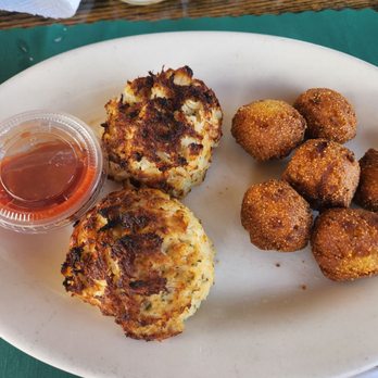 Kathy's Crab House - Crab cakes and a few hush puppies. - Seafood Near Me - Delaware City, Delaware