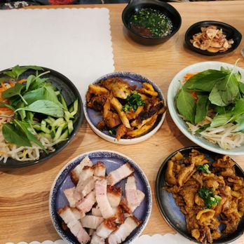 Quan Nhii - Bánh ướt toppings. We picked heo quay, heo nướng, and gà nướng. - Vietnamese Near Me - Westminster, California