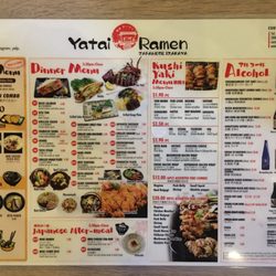 Yatai Ramen Izakaya - Front side of the menu.