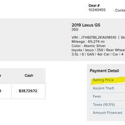 Itemized invoice showing the price increase