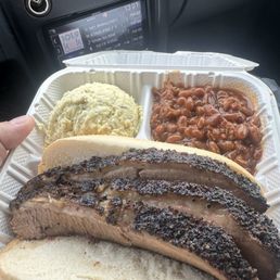 Brisket sandwich Potato Salad bbq beans Brisket sandwich Potato Salad bbq beans