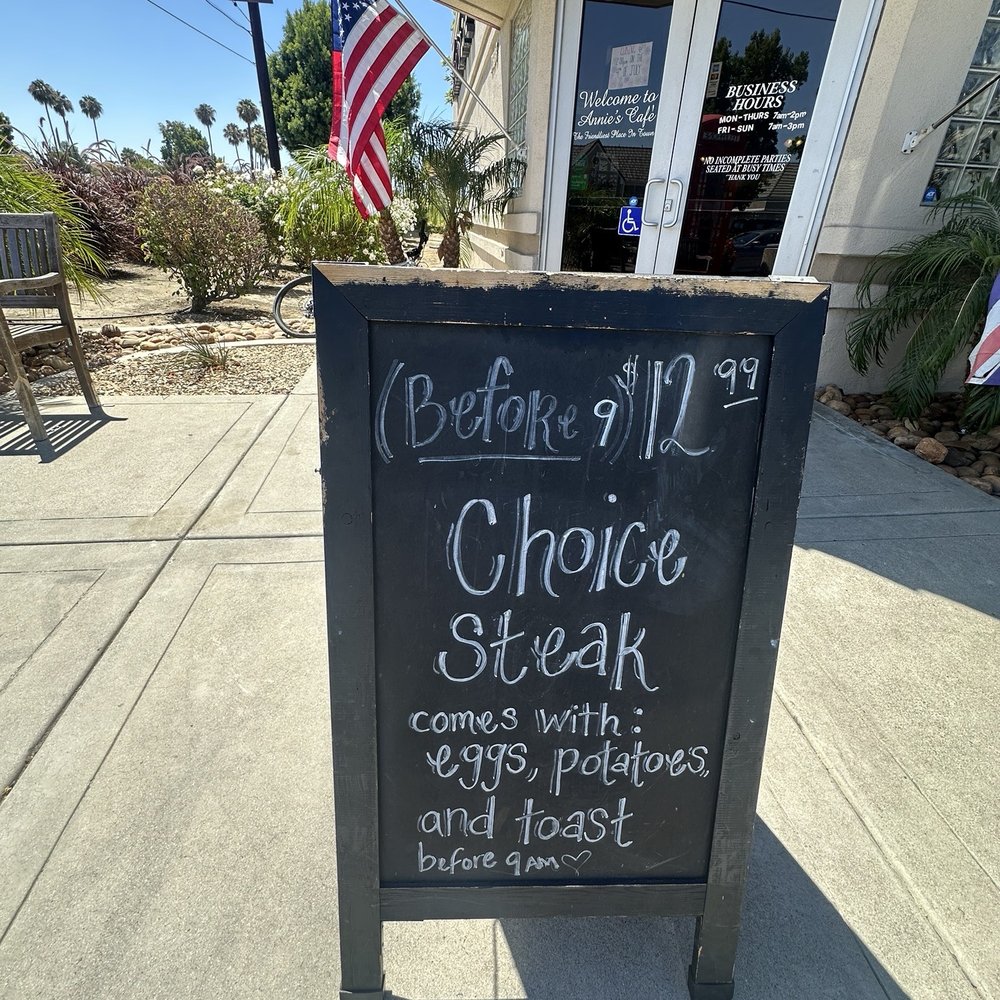 Annie's Cafe - Temecula - Outside and the day's special - Breakfast & Brunch Near Me - Temecula, California
