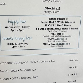 Nook Kitchen - Happy hour menu - Italian Near Me - Phoenix, Arizona