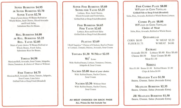 Menu photo 7 Super Taco Fremont, CA