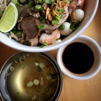 Pho Hai Duong - Clear noodle with pork and shrimp. Soup and sauce on the side - Vietnamese Near Me - Annandale, Virginia Pho Hai Duong - Clear noodle with pork and shrimp. Soup and sauce on the side - Vietnamese Near Me - Annandale, Virginia