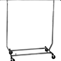 Joslin Displays, Inc - Single Rail Folding "Salesmen's" Rack. 48" rail with two additional 12" pullouts on either end for up to 6' of hanging space.