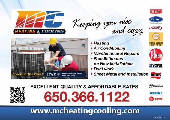 Residential & Commercial HVAC - Specializing in Furnaces, Air Conditioners, Air Filtration, Rooftop Units, Heat Pumps, Ductwork, Controls and More. Keeping the Peninsula & South Bay nice and cozy since 2000. Our trained crew can replace your existing equipment, upgrade your current installation new HVAC system from the ground up.