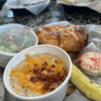 Chicken Salad Chick - Fancy Nancy chicken salad  melt on a heavenly toasted croissant with the loaded potatoes soup, a salad and all meals include a cookie. - Salad Near Me - Greensboro, North Carolina