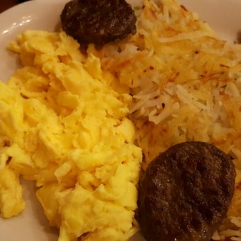 Dot Coffee Shop - Eggs scrambled hard, sausage patties, hashbrowns. - American Near Me - Houston, Texas