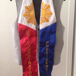 Custom Design Embroidery - My graduation stole embroidered with "DT Coordinator" and "President".