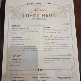 Habana - OC Restaurant Week '26 menu - Cuban Near Me - Irvine, California