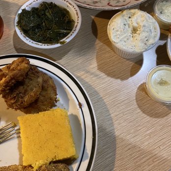 Sling Shot Charlie's - Catfish  Cornbread  Greens  Okra Potato salad  Fried asparagus - Southern Near Me - Arlington, Tennessee