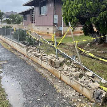 Mafua Masonry - Damaged wall and fencing via out of control truck. - Stonemasons Near Me Mafua Masonry - Damaged wall and fencing via out of control truck. - Stonemasons Near Me